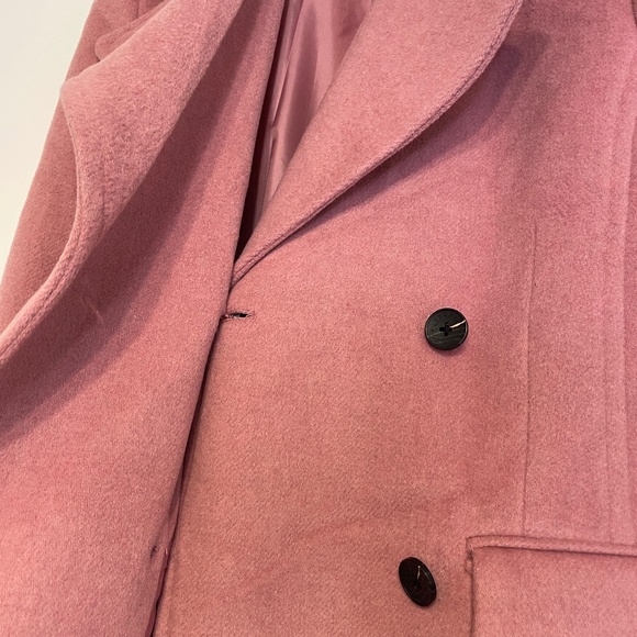 Avec Les Filles Fuzzy Pink Rose Long Double Breasted Coat - Picture 9 of 14